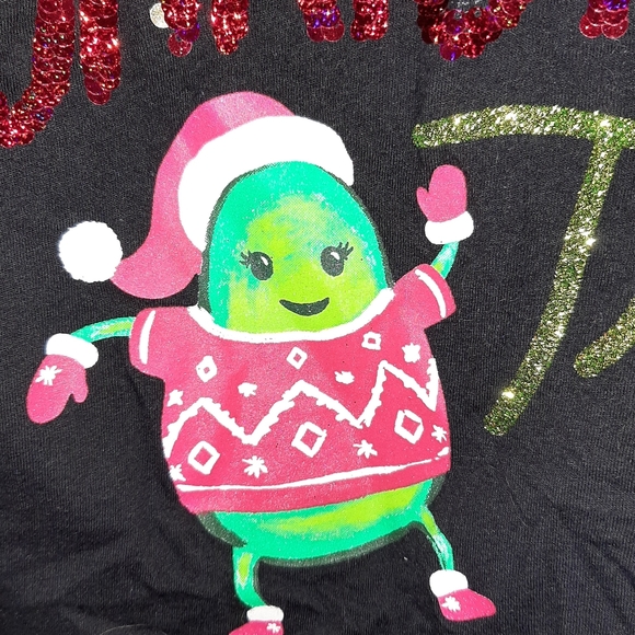 Justice Avocado Guac Christmas Holiday Sequin Top - Picture 2 of 3